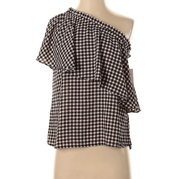 BP Gingham One Shoulder Top NWT - Picture 2 of 3
